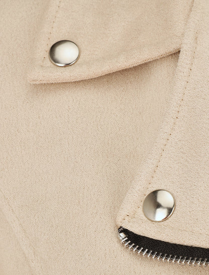 Jacke im Wildleder-Look im Bikerstil - Beige