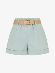 Short taille haute uni coupe droite - Vert pâle - 1