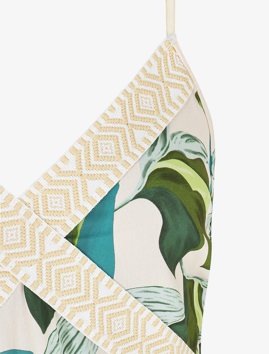 Robe élastiquée imprimé fleuri - Vert - 3