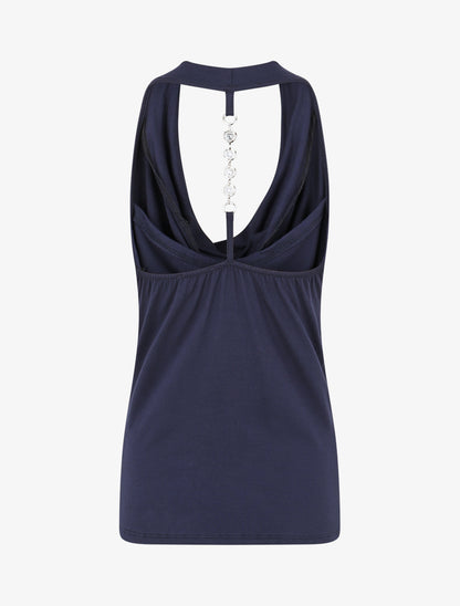 Top ajusté à dos nageur bijou - Marine - 2