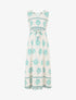 Robe élastiquée à imprimé ikat - Turquoise - 1