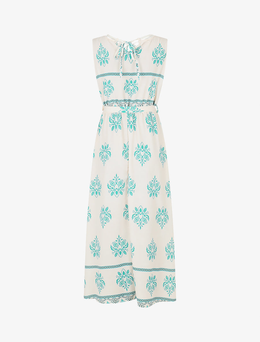 Robe élastiquée à imprimé ikat - Turquoise - 2