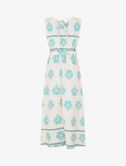 Robe élastiquée à imprimé ikat - Turquoise - 2