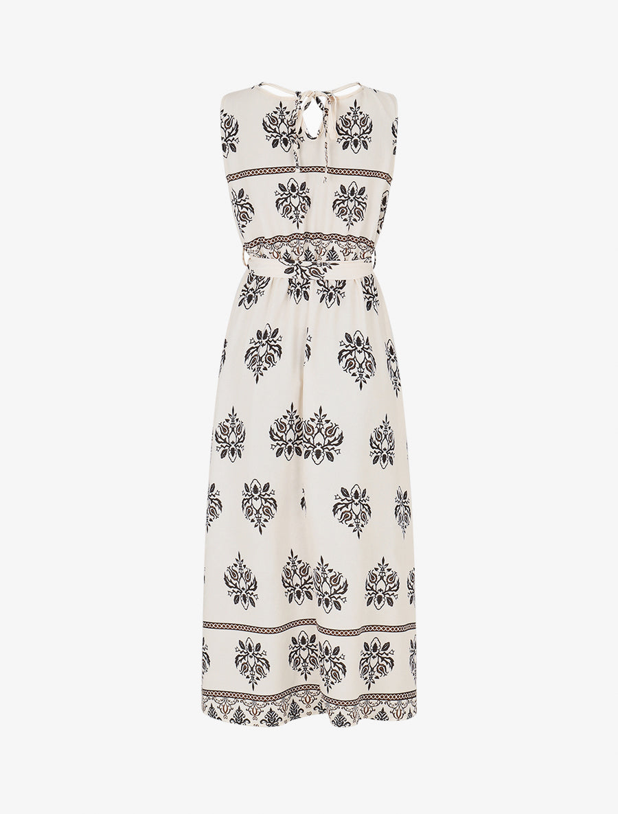 Robe élastiquée à imprimé ikat - Noir - 2