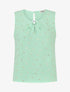 Top droit col fantaisie imprimé plumes dorées - Vert menthe - 1