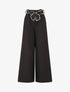 Pantalon ample taille haute à ceinture fantaisie - Noir - 1