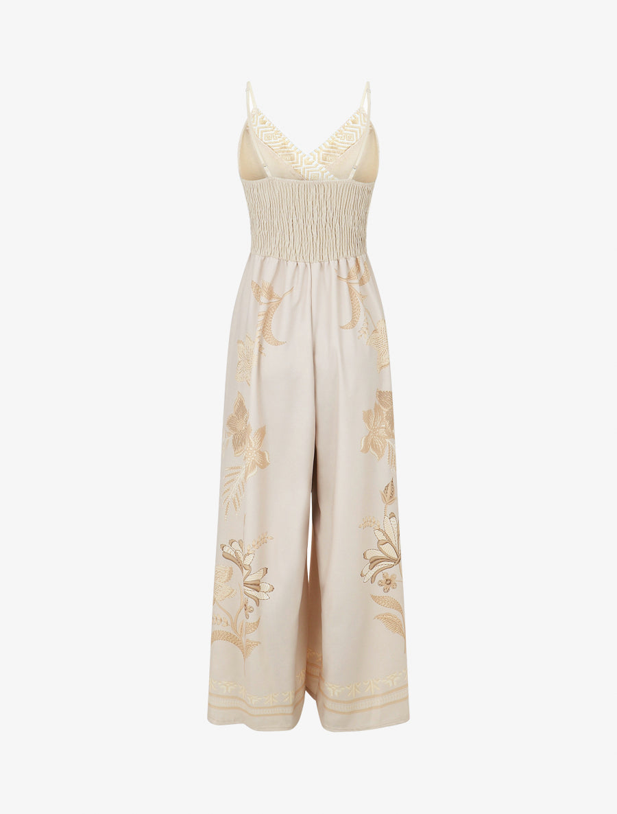 Combinaison à dos imprimé fleuri - Beige - 2