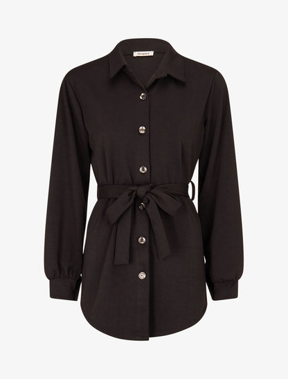 Chemise classique et ceinturée - Noir - 1