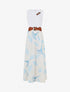 Robe longue imprimé végétal et col à sangle - Bleu ciel - 1