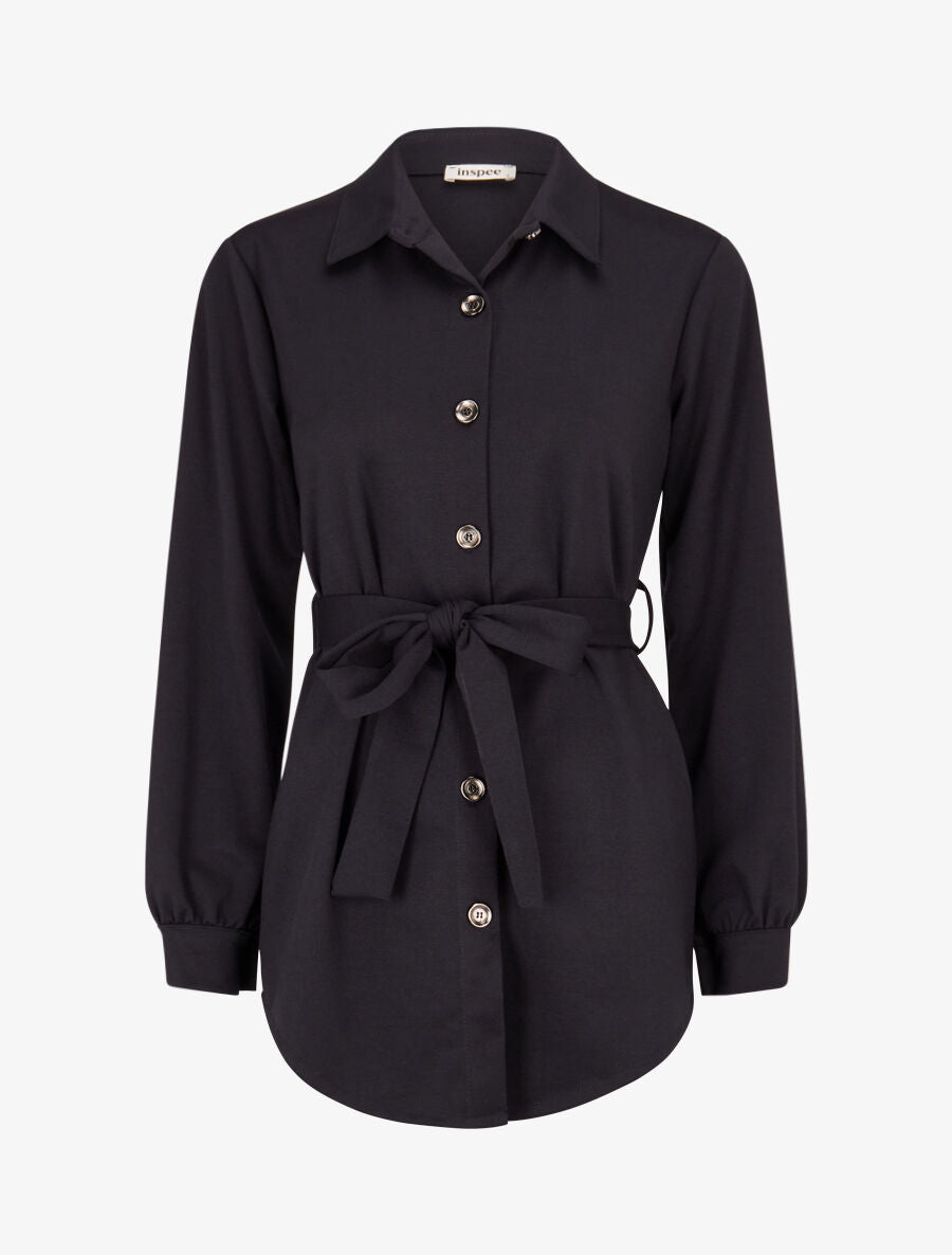 Chemise classique et ceinturée - Marine - 4