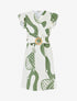 Robe élastiquée à manches volantées - Kaki - 1