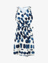 Robe mi-longue imprimé pois fantaisie et bretelles bijou - Marine - 1