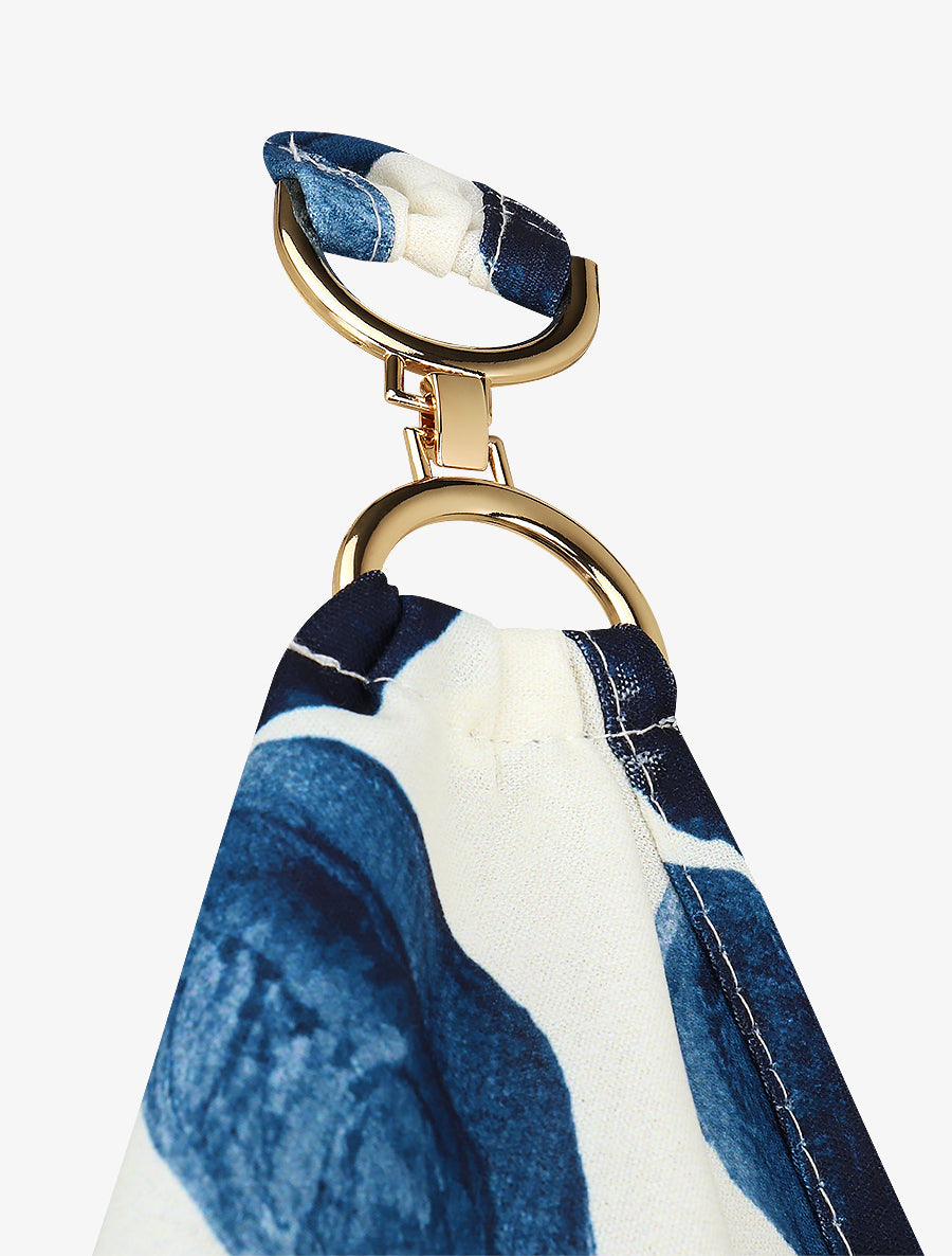 Robe mi-longue imprimé pois fantaisie et bretelles bijou - Marine - 3