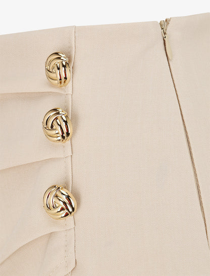 Short uni à boutons décoratifs - Beige - 3