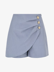 Short uni à boutons décoratifs - Bleu - 1