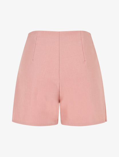 Short uni à boutons décoratifs - Vieux rose - 2