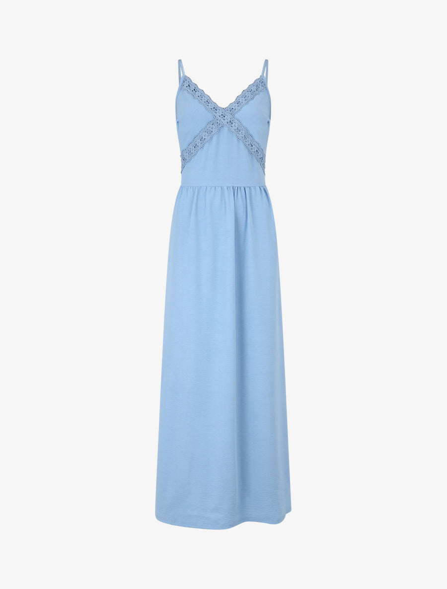 Robe longue à dos élastiqué - Bleu ciel - 1