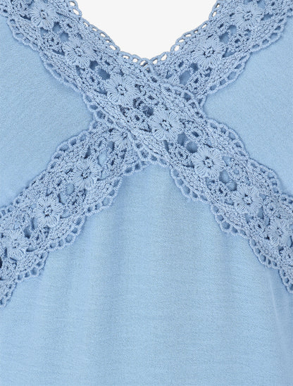 Robe longue à dos élastiqué - Bleu ciel - 3