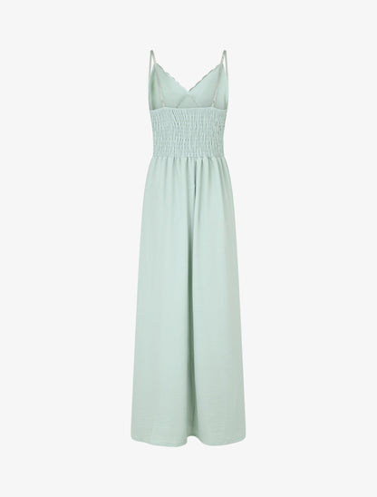 Robe longue à dos élastiqué - Vert d&