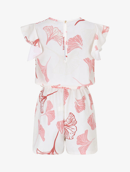 Combishort imprimé éventails à manches volantées - Rose - 2