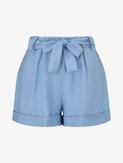Short uni à revers - Bleu ciel - 1