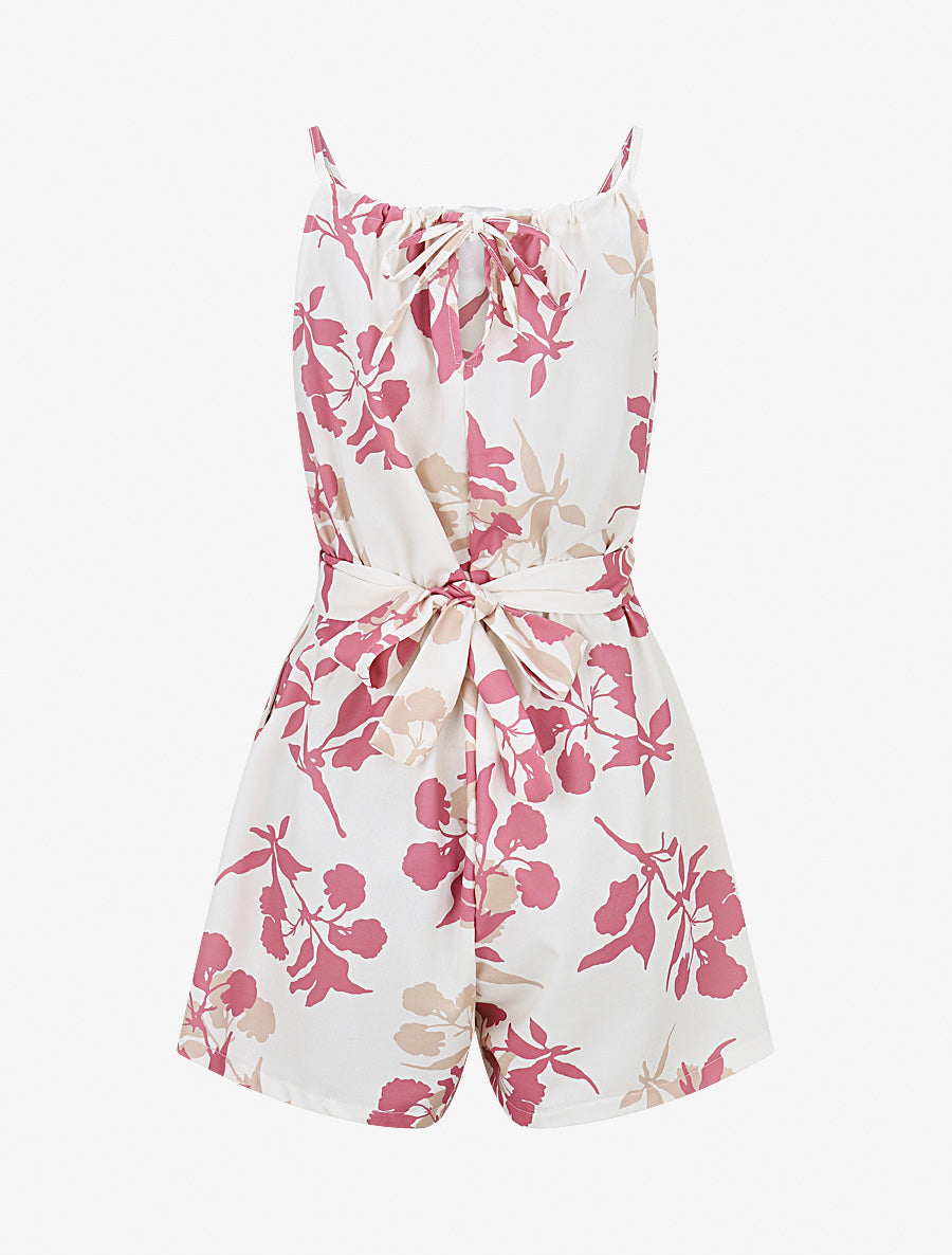 Combishort fleuri à noeud - Vieux rose - 2