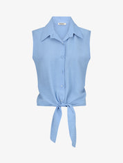 Chemise sans manches à nouer - Bleu ciel - 1