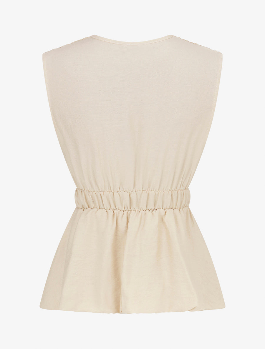 Top empire sans manches uni - Beige - 2