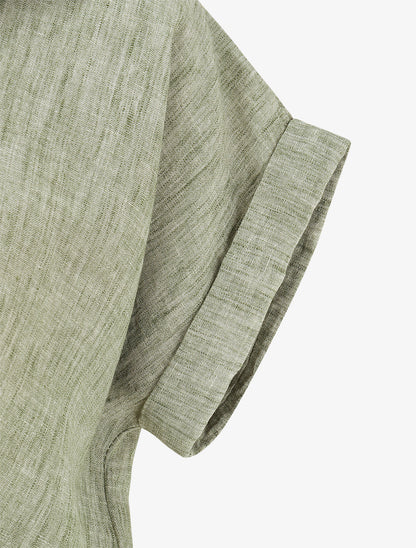 Top ample cache-coeur à manches courtes - Kaki - 3