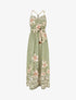 Robe longue imprimé floral à bretelles en corde - Vert olive - 1