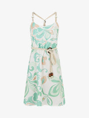 Robe à bretelles imprimé abstrait - Vert d&