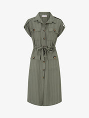 Robe droite à fines rayures - Kaki - 1