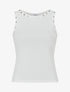 Crop top côtelé cloutés - Blanc - 1