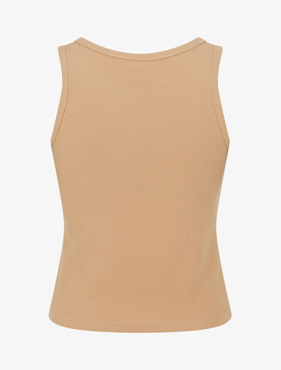 Crop top côtelé cloutés - Camel - 2