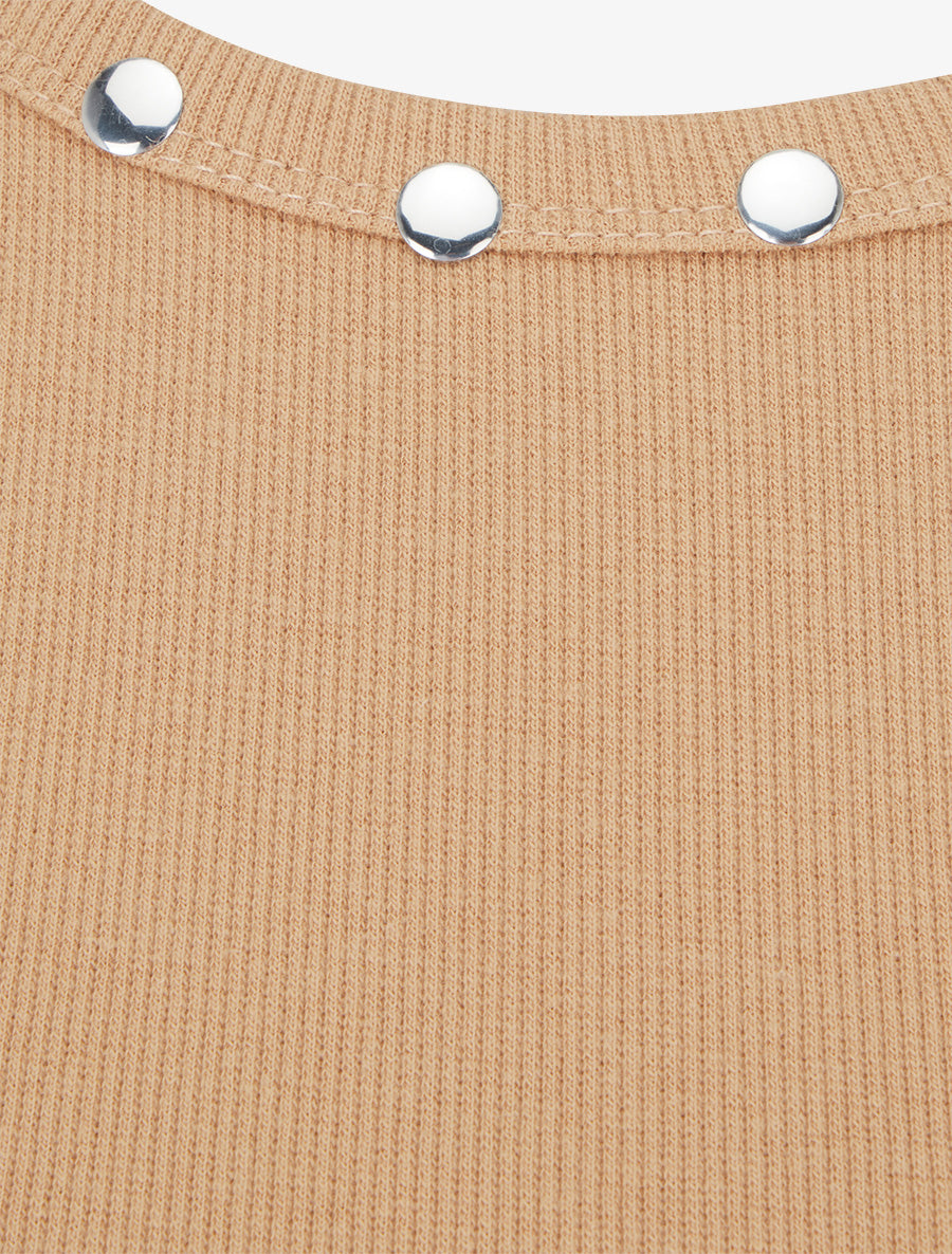 Crop top côtelé cloutés - Camel - 3