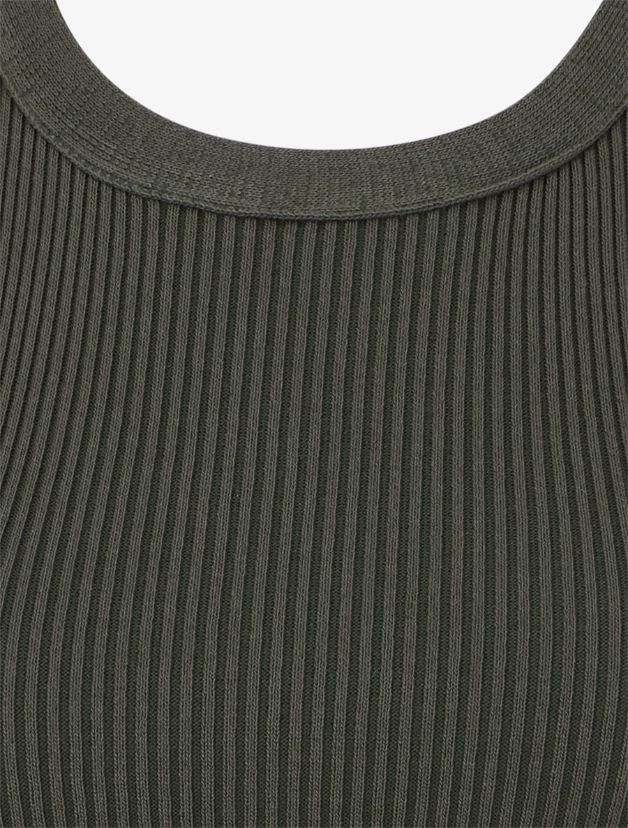 Crop top uni côtelé - Kaki - 3