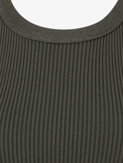 Crop top uni côtelé - Kaki - 3