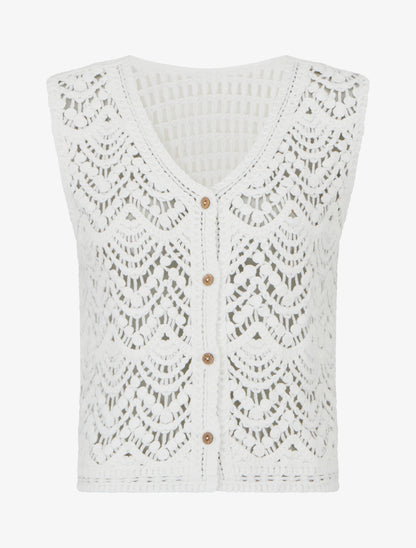 Gilet boutonné en crochet - Blanc - 1