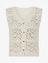 Gilet boutonné en crochet - Beige - 1