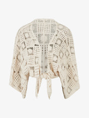 Boléro à manches kimono en crochet - Beige - 1
