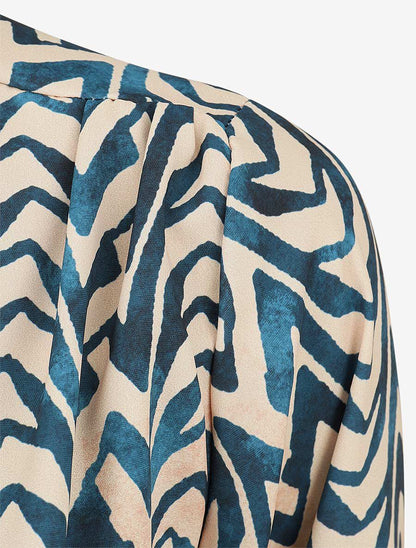 Blouse imprimé vagues stylisées - Bleu canard - 3