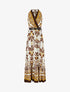 Robe longue élastiquée à nouer à la nuque - Camel - 1