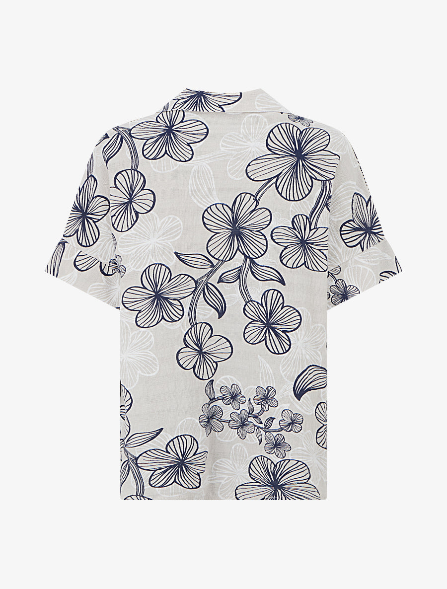 Blouse imprimé hawaïen effet lin - Beige - 2