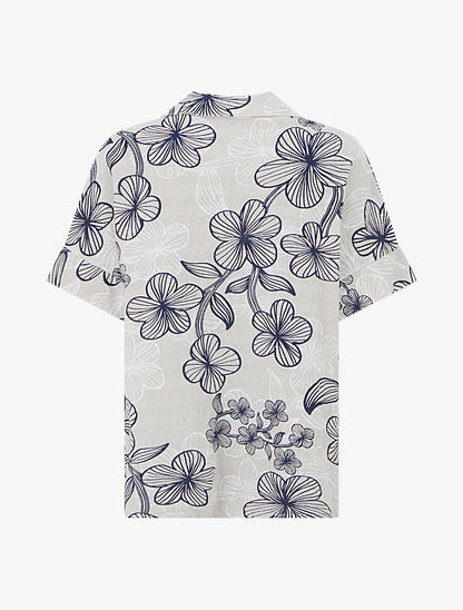 Blouse imprimé hawaïen effet lin - Beige - 2