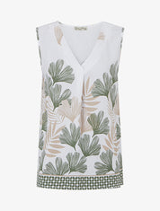Blouse sans manches imprimé feuillage - Kaki - 1