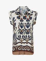 Chemise sans manches imprimé tropical - Marine - 1