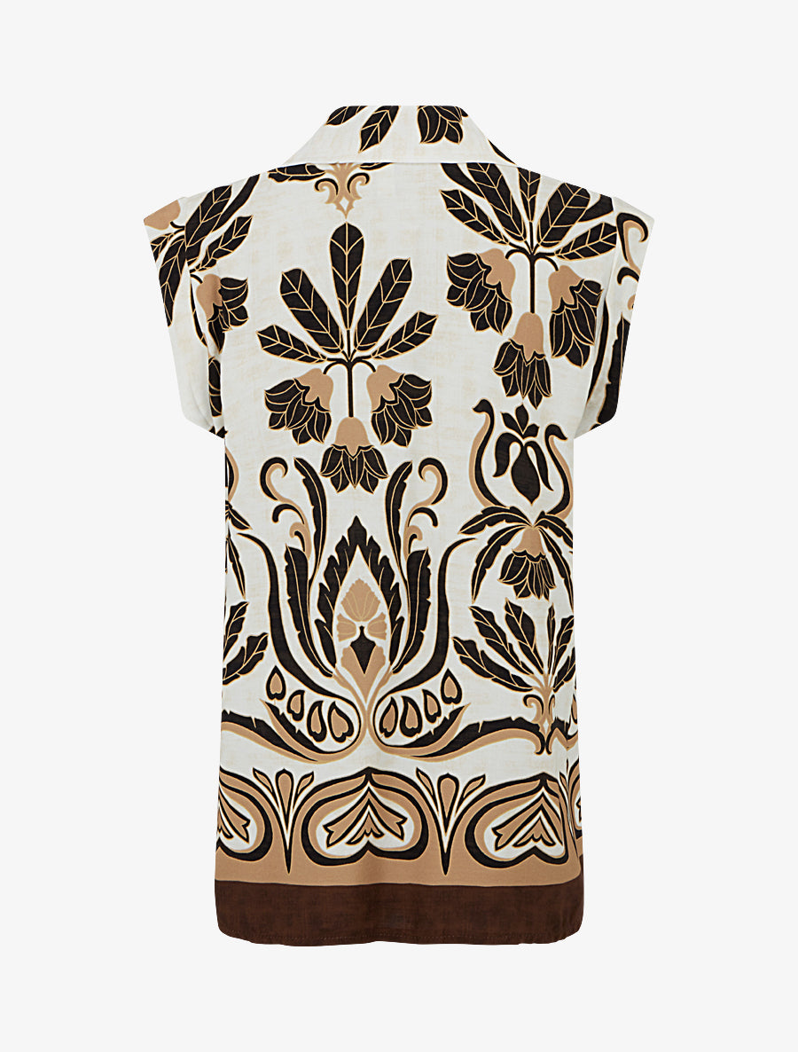 Chemise sans manches imprimé tropical - Noir - 2