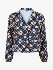 Blouse imprimé fleurs graphiques - Marine - 5