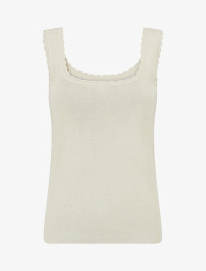 Débardeur irisé à col ondulé - Beige - 1
