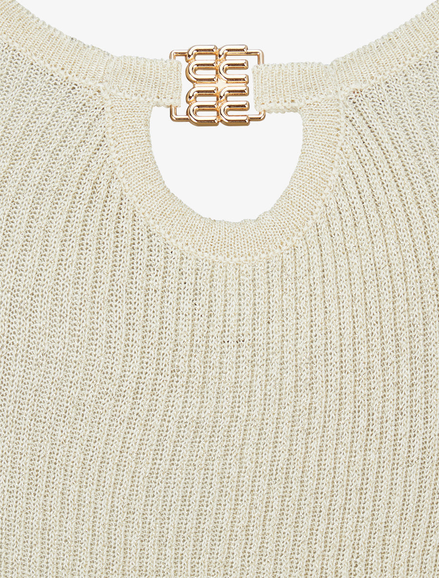 Débardeur irisé à col bijou - Beige - 3